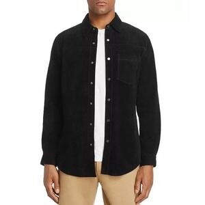 $398 BLANK NYC Snap Quick Action Black  Suede Leather Shirt Jacket Mens L. NWT